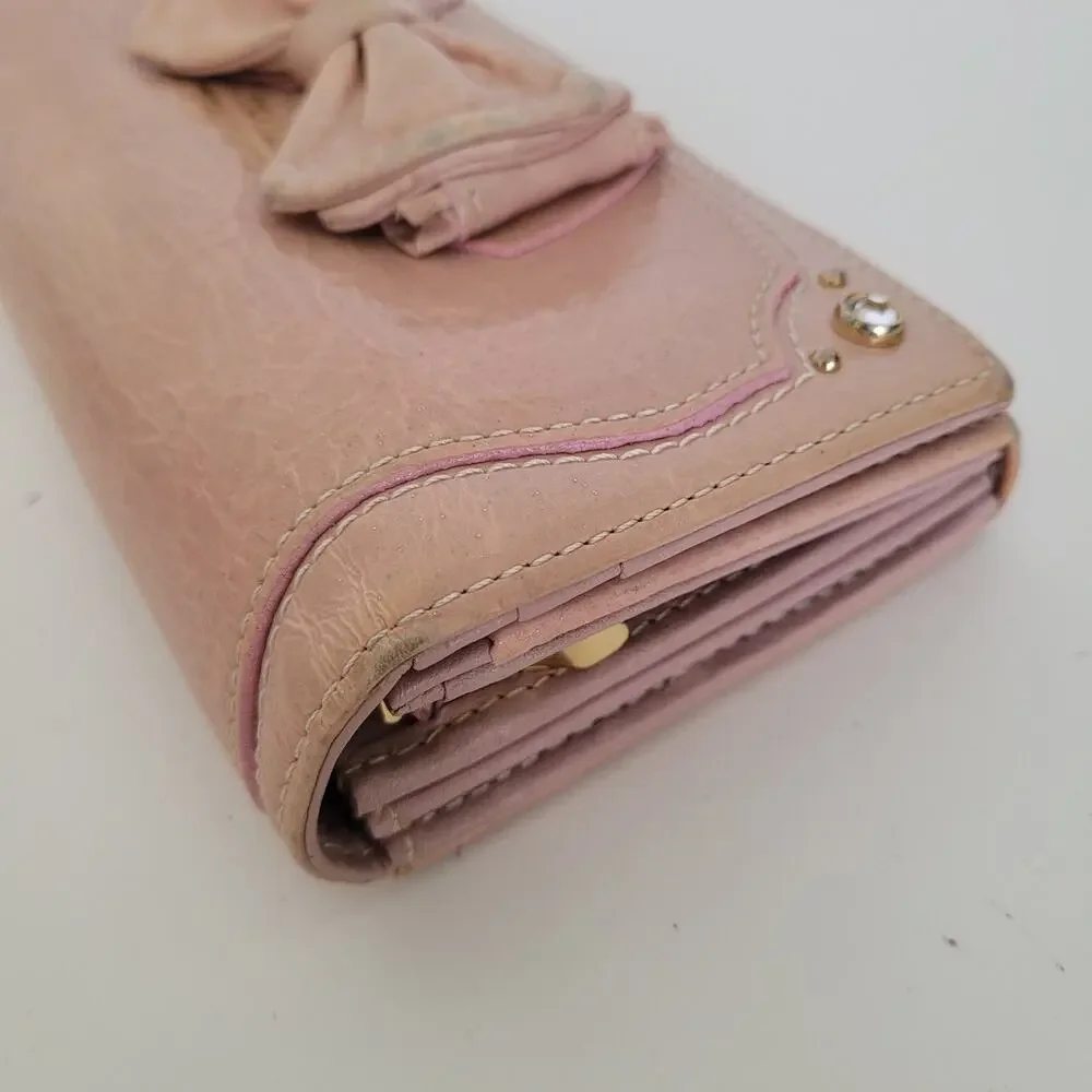 Samantha Thavasa Geniue Leather Wallet Boho Quality Bow Purple Designer Envelope